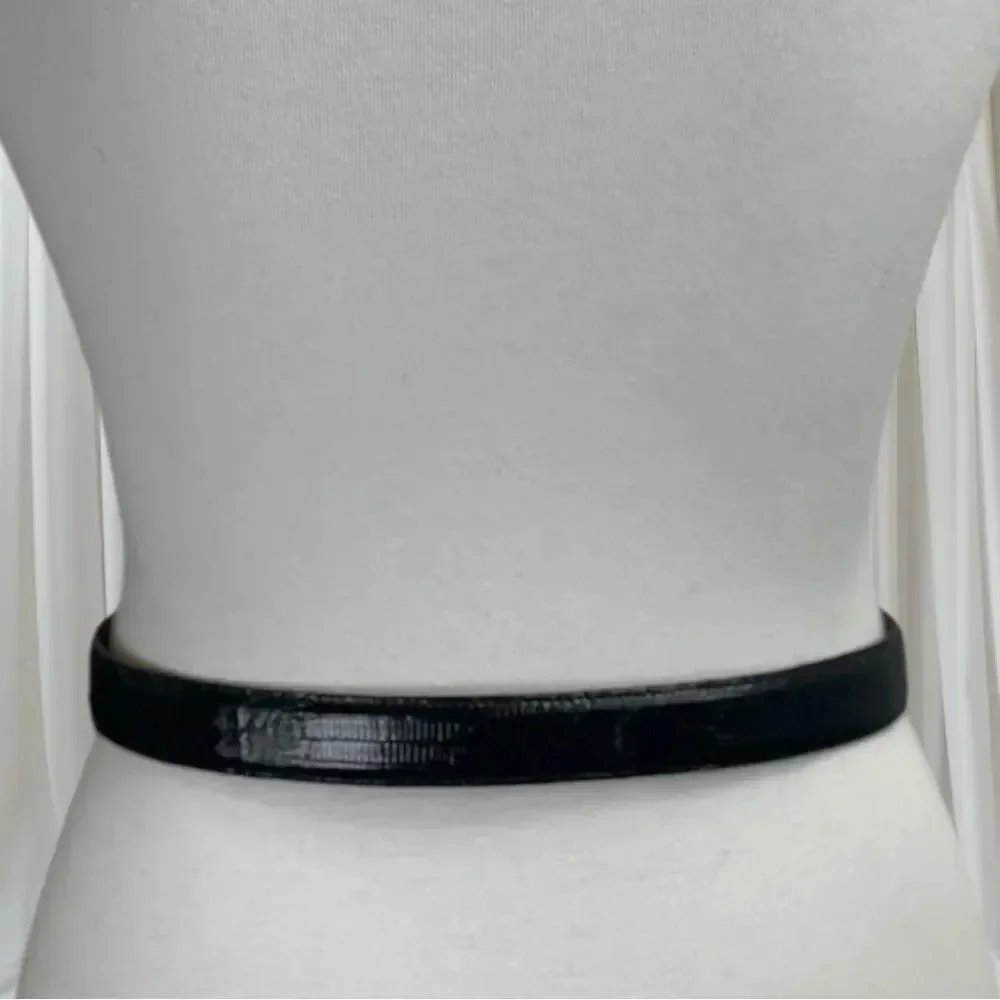 Pat Areias Sterling Silver Southwestern Belt Buckle, 30” Black Lizard Belt Strap
